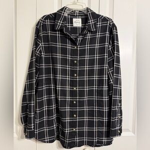 JACHS Girlfriend Black & White Plaid Button-Up Long sleeve Shirt Size XXL